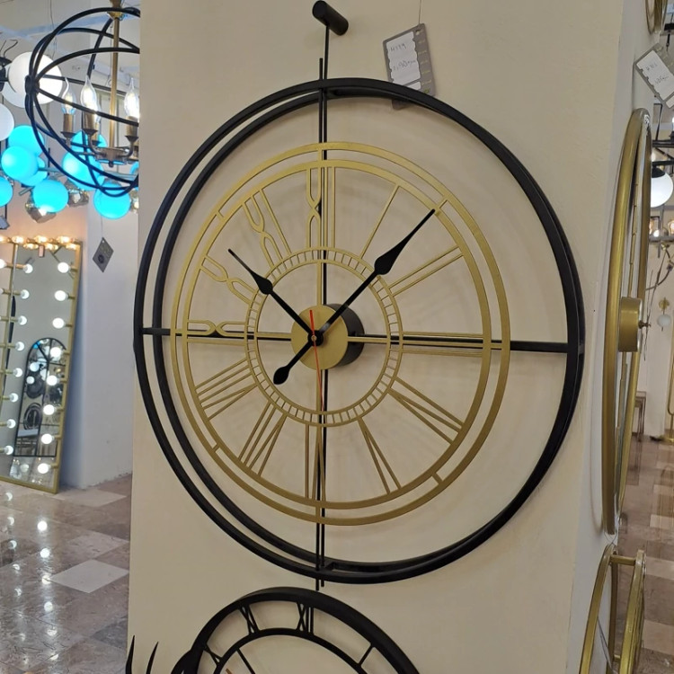 ساعت دیوای فلزی مدرن با موتور تایوانی آرام گرد کد H-245